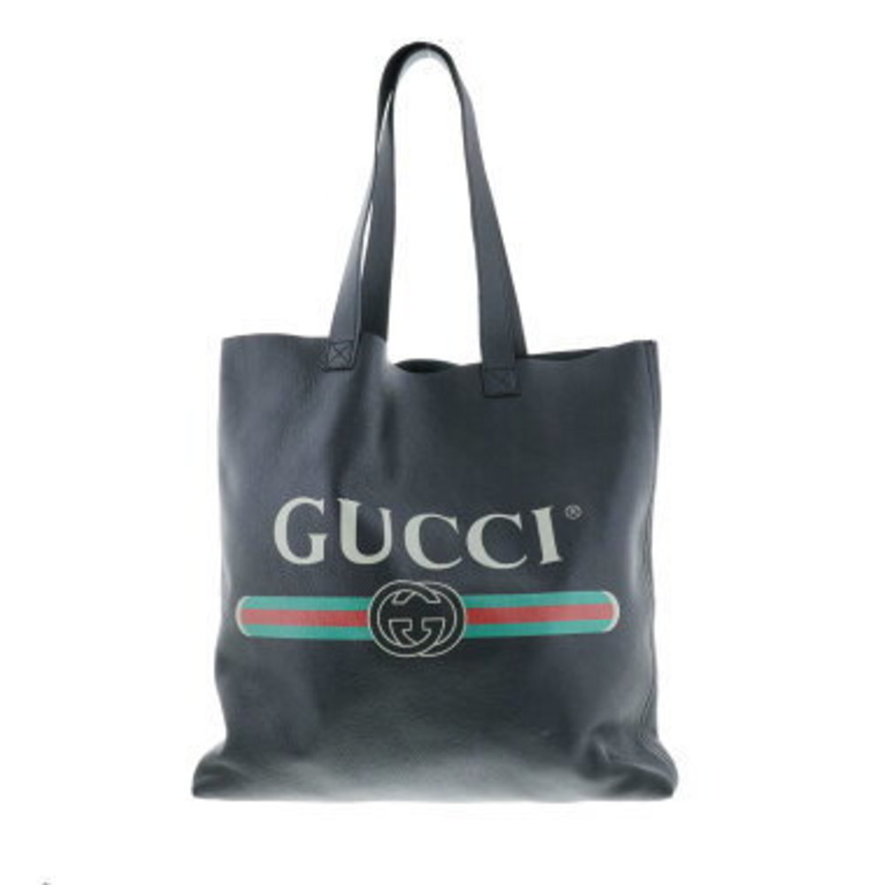 Gucci Leather Logo Print Tote Bag